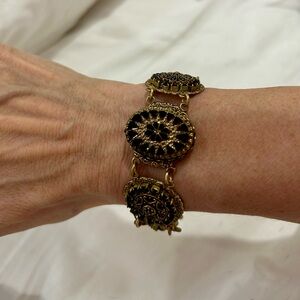 Grandmother’s Buttons Vintage Black and Gold Bracelet